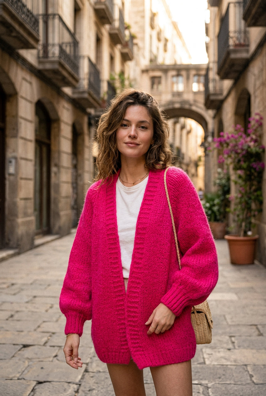 Cardigan Fucsia