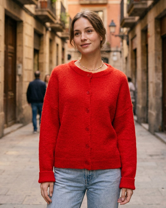 Cardigan Rouge Liso