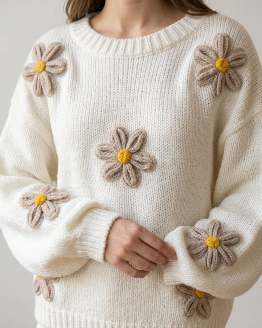 Jersey Flower Beige