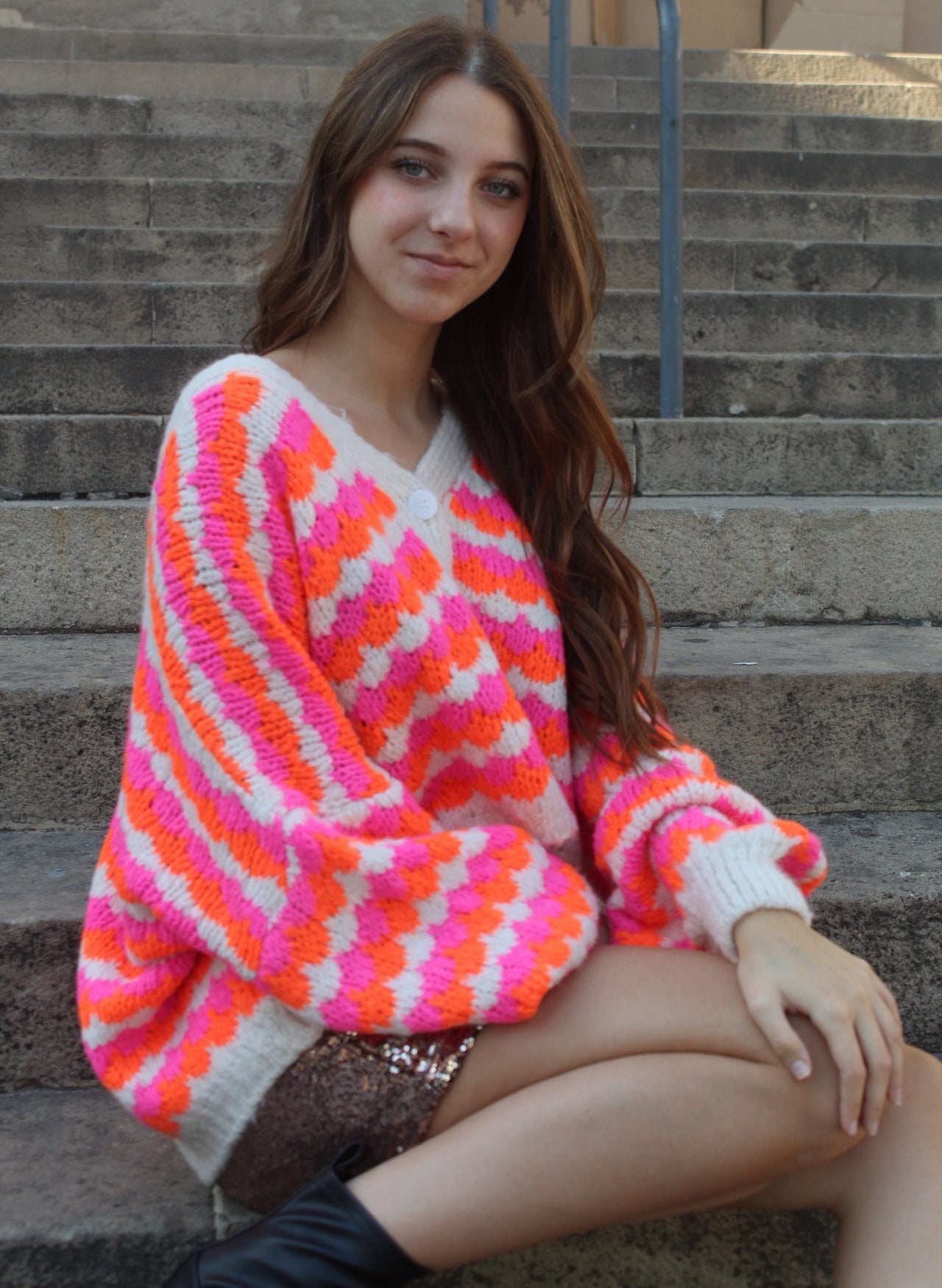 Cardigan Fucsia & Naranja